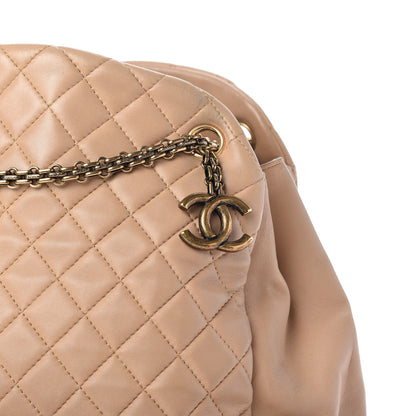 Chanel Lambskin Quilted Large Just Mademoiselle Bowling Bag Beige 10 of 10
