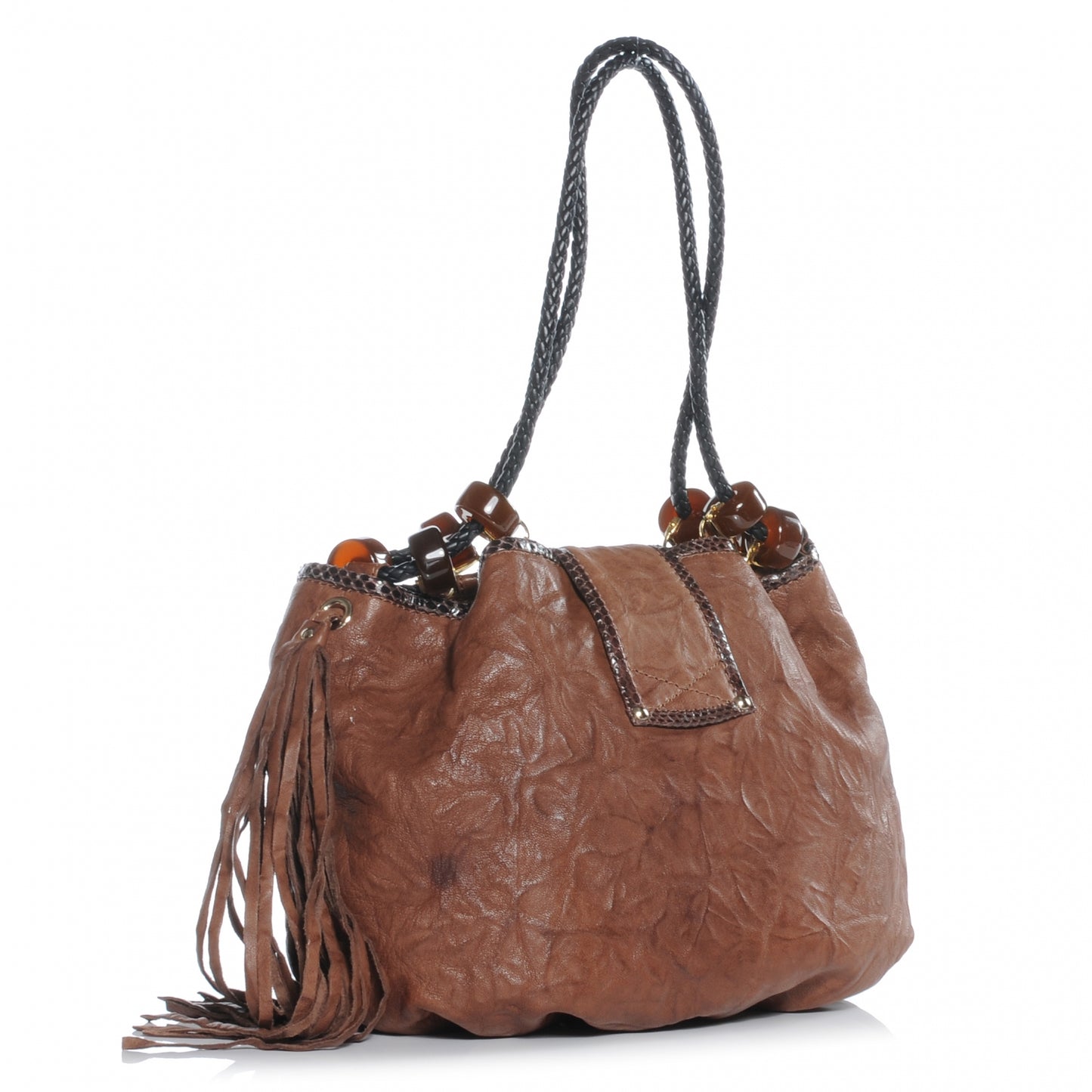 Biker Leather Elaphe Snake Trim Robin Bag