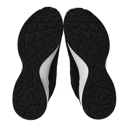 Chanel Suede Goatskin CC Sneakers 36.5 Black 5 of 7