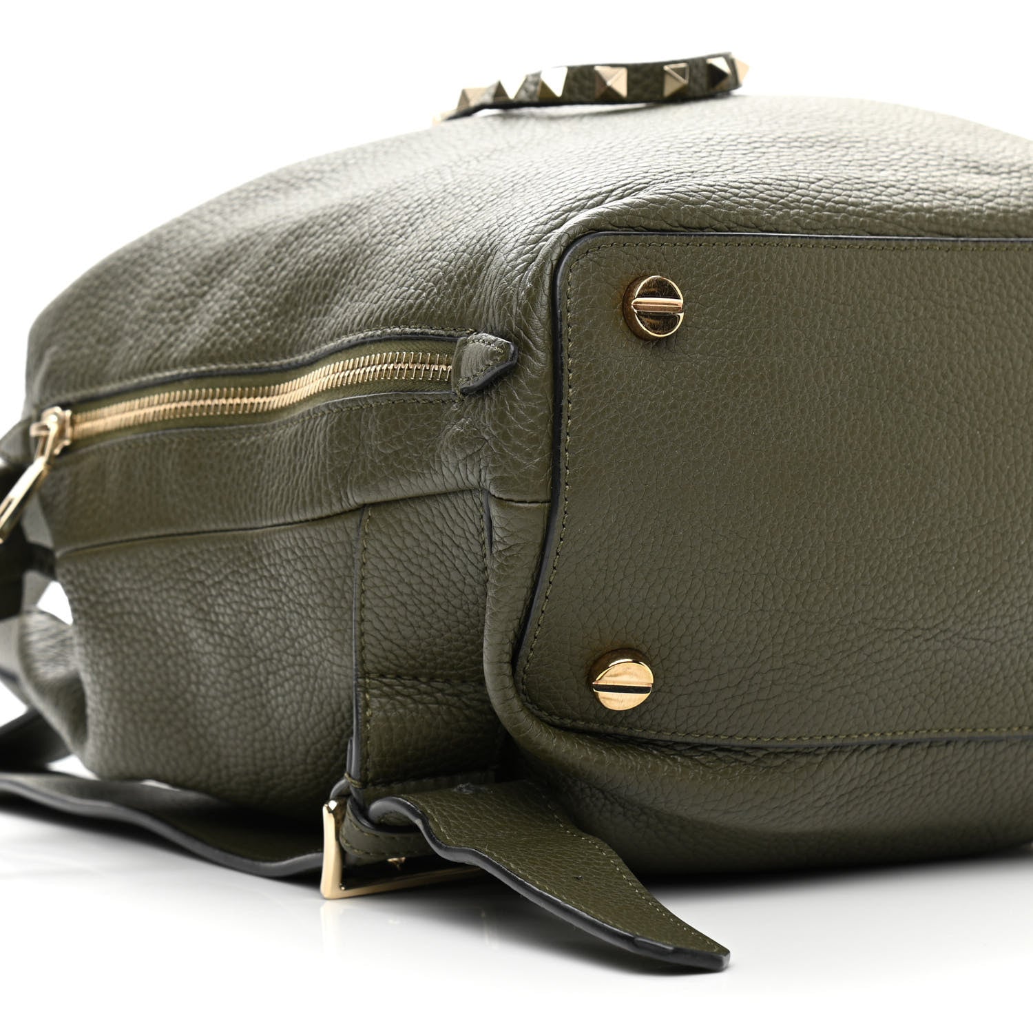 Valentino Garavani Pebbled Calfskin Rockstud Backpack Army Green 12 of 15