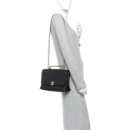 Chanel Grained Calfskin Stitched Flap Black 2 of 10