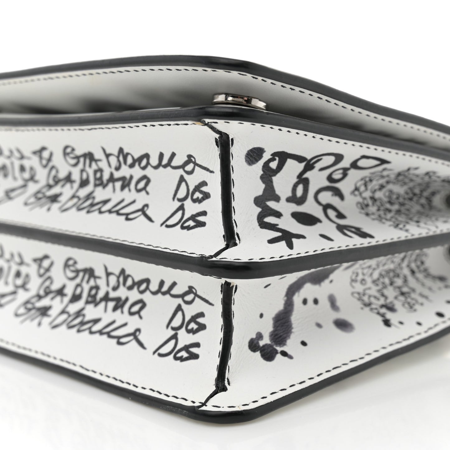 Calfskin DG Graffiti Print 3.5 Crossbody White
