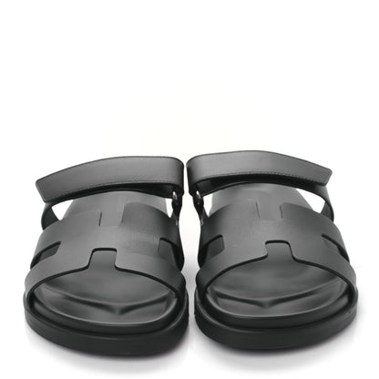 Hermes Calfskin Womens Chypre Sandals 40.5 Black 2 of 8