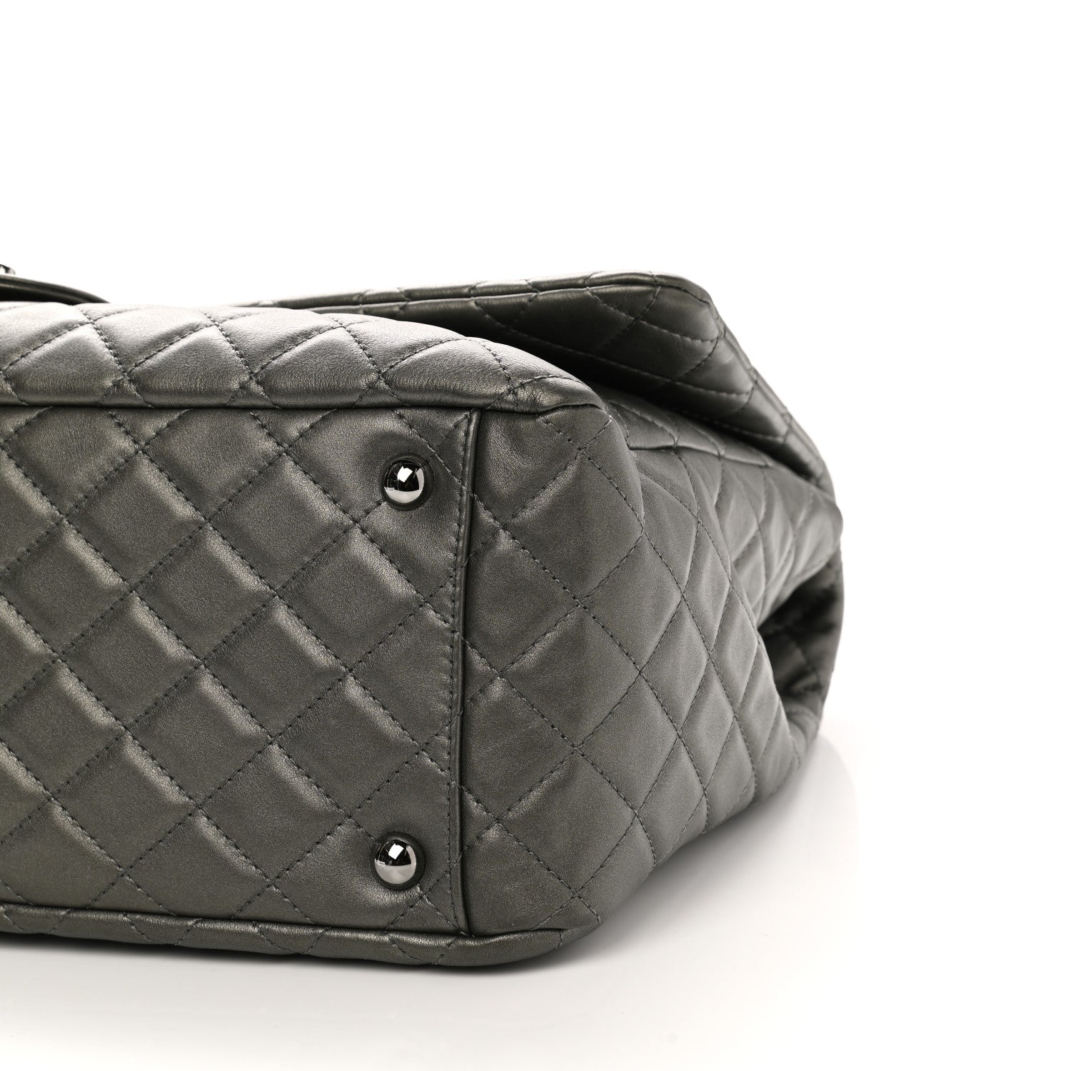 Chanel Metallic Calfskin Quilted XXL Travel Flap Bag Dark Silver 10 of 11