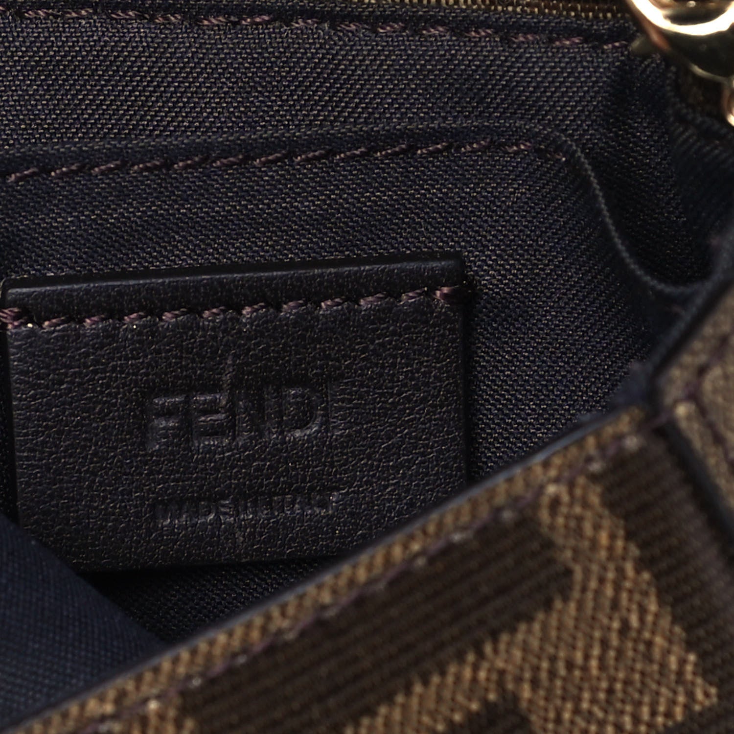 Fendi Glazed Fabric FF 1974 Nano Baguette Belt Charm Mogano Panna 6 of 9