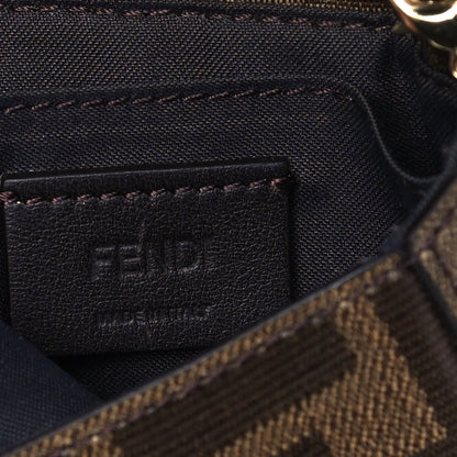 Fendi Glazed Fabric FF 1974 Nano Baguette Belt Charm Mogano Panna 6 of 9
