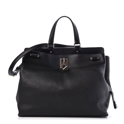 Valentino Garavani Pebbled Calfskin Large JoyLock Satchel Black 1 of 7