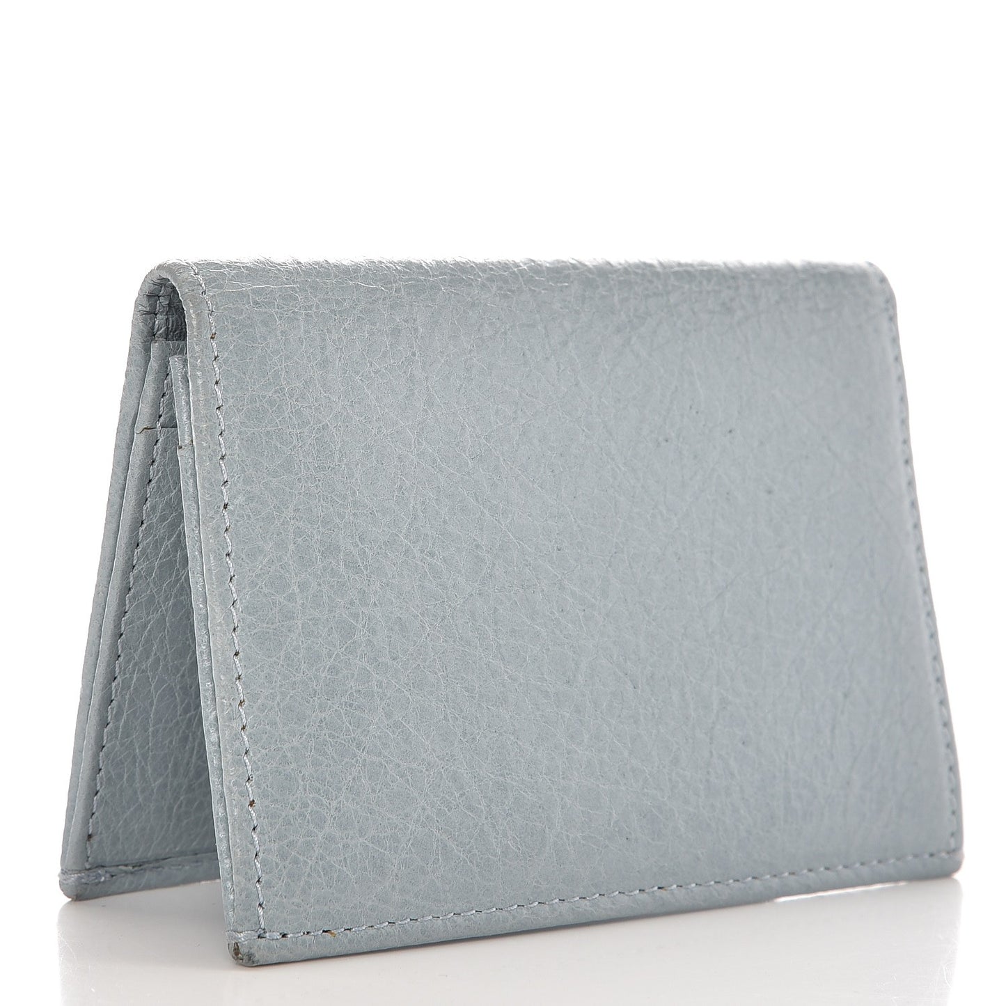 Agneau Giant 12 Silver Hardware Card Case Bleu Opaline