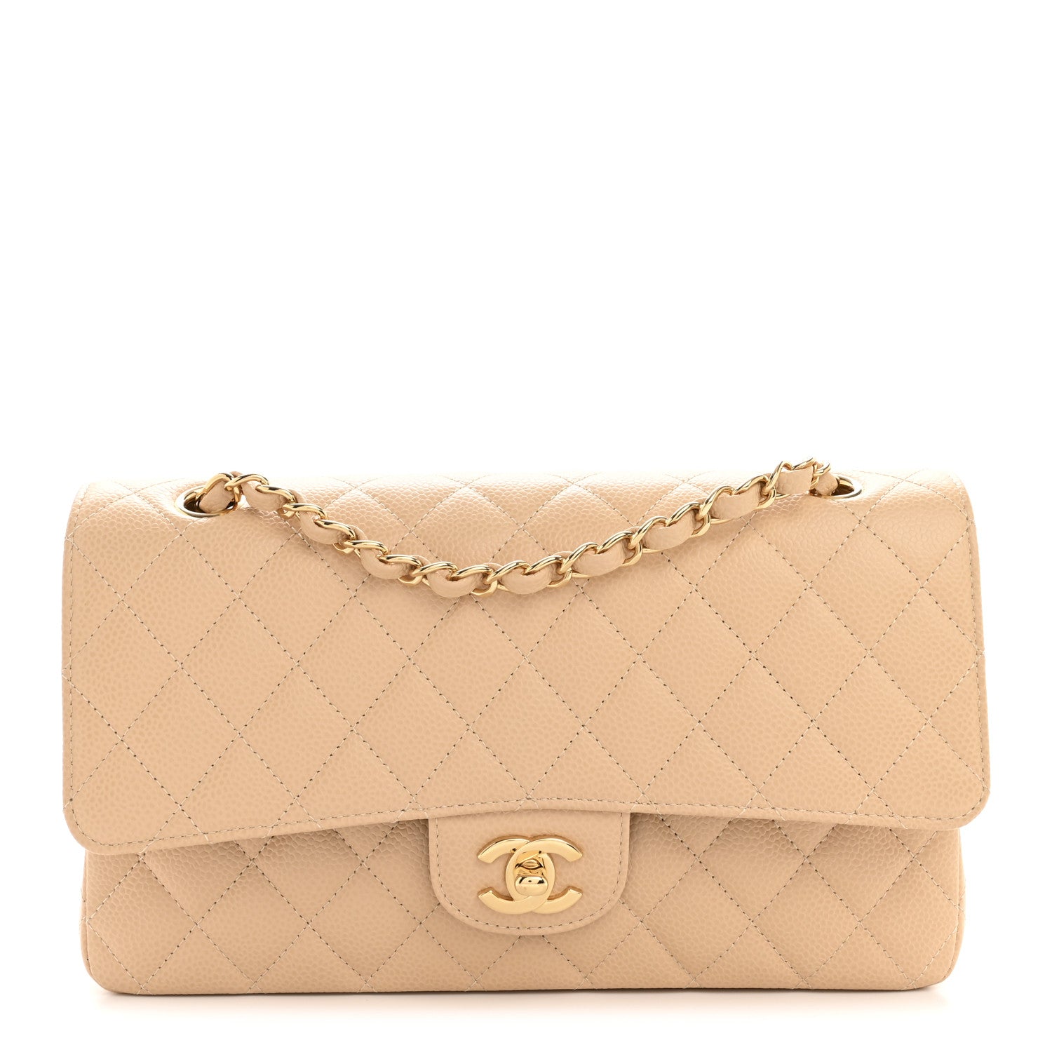 Chanel Caviar Quilted Medium Double Flap Beige 1 of 11