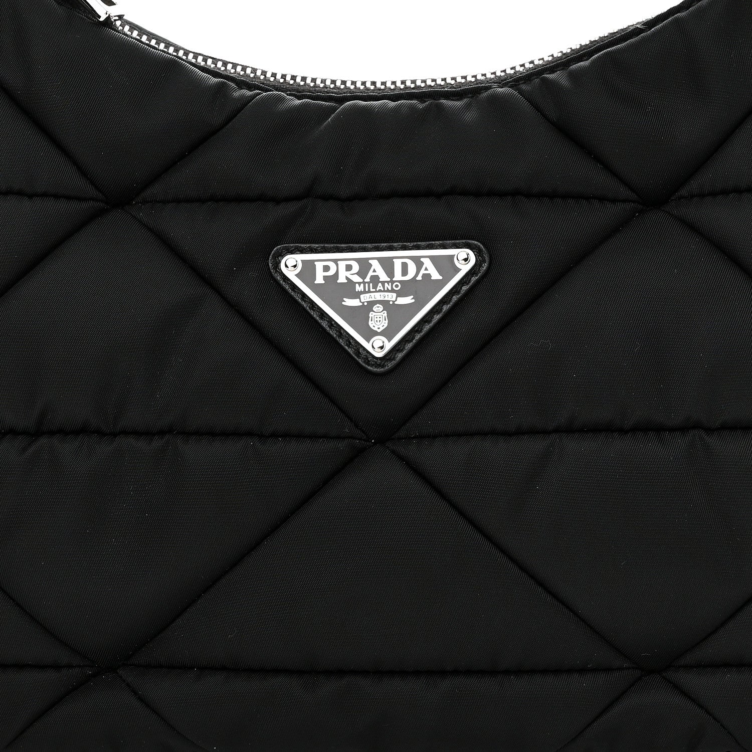 Prada Re-Nylon Triangle Padded Patchwork Shoulder Bag Black 9 of 11