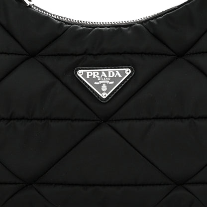 Prada Re-Nylon Triangle Padded Patchwork Shoulder Bag Black 9 of 11