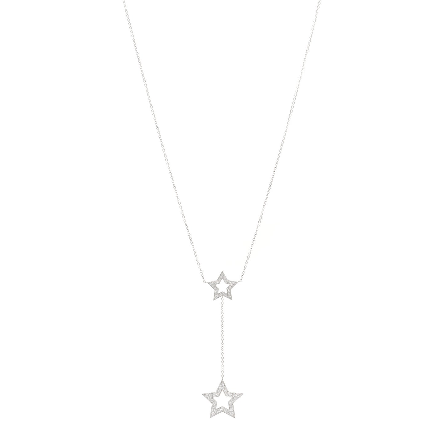 Platinum Diamond Star Lariat Necklace