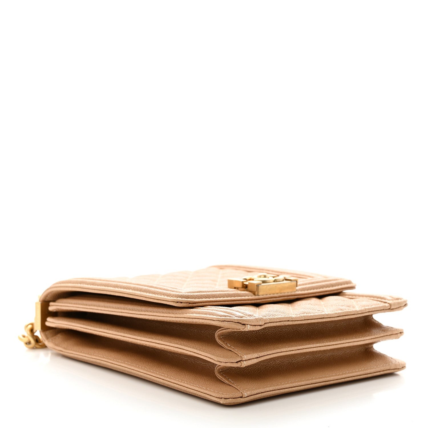 Chanel Calfskin Quilted North South Boy Flap Beige 4 of 11