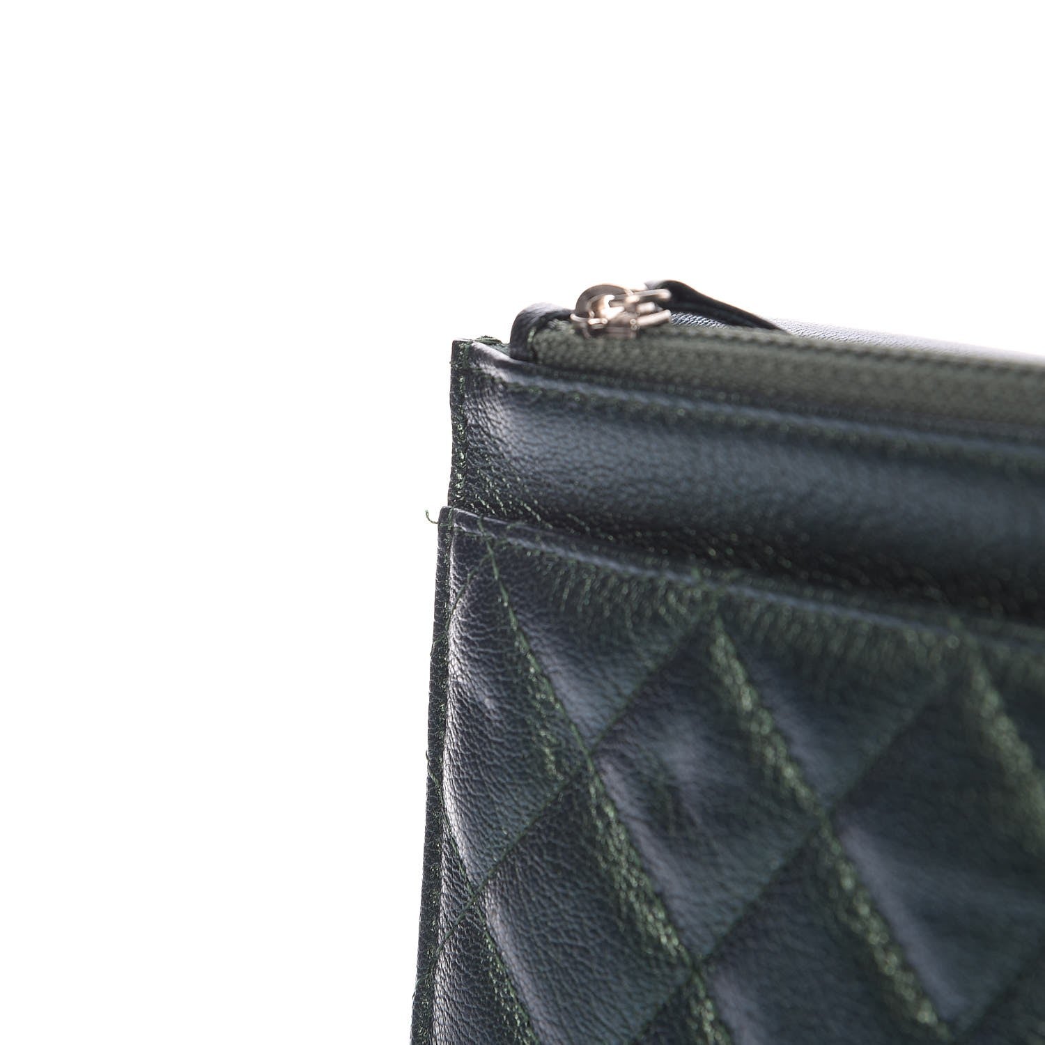 Chanel Iridescent Goatskin Quilted Wallet On Chain WOC Green 9 of 10