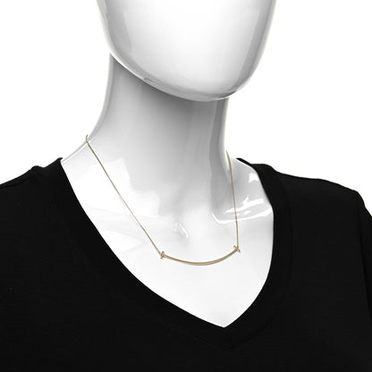 Tiffany 18K Yellow Gold Large T Smile Pendant Necklace 6 of 6