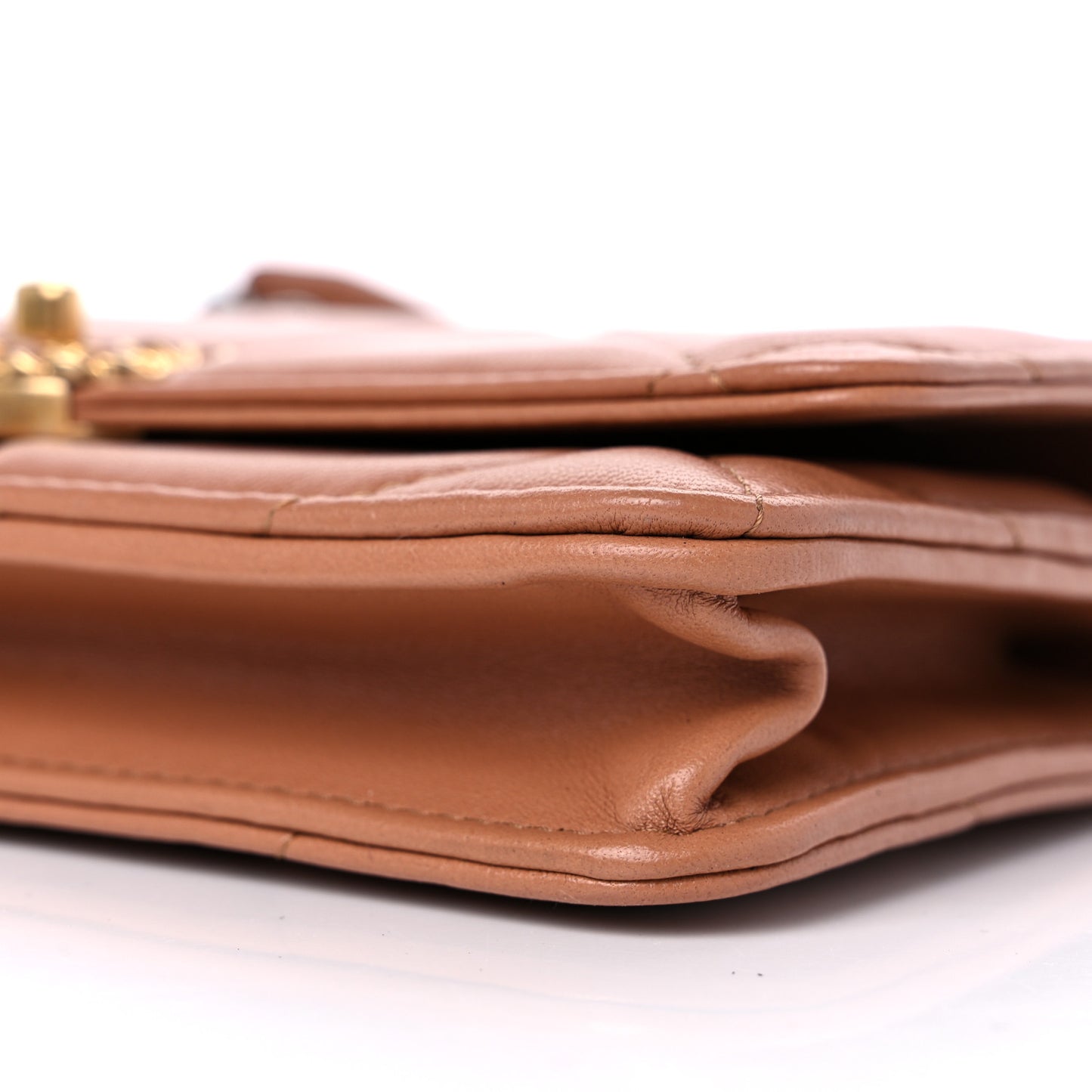 Lambskin Quilted Chanel 19 Wallet On Chain WOC Brown