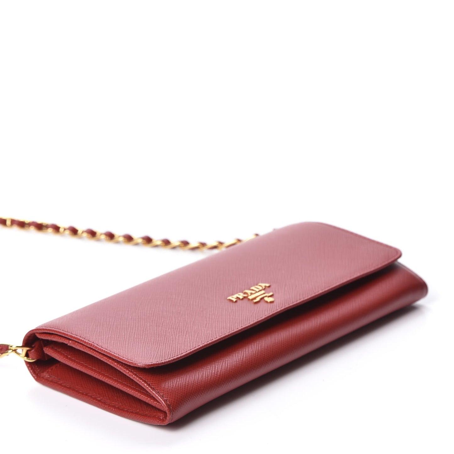 Saffiano Metal Oro Chain Wallet Fuoco