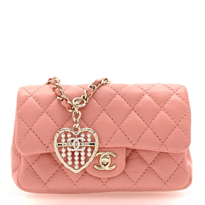 Chanel Lambskin Quilted Mini Double Flap With Hook Coral 1 of 9