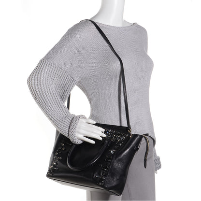 Valentino Garavani Lambskin Crystal B Diamond Tote Black 2 of 9