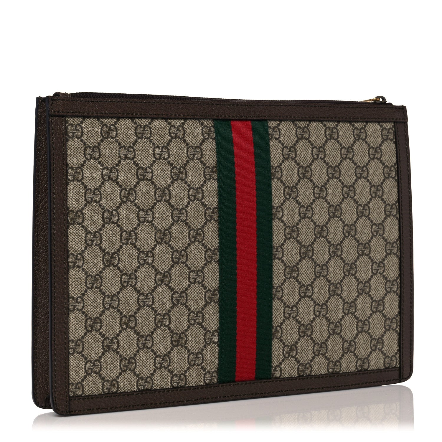 Gucci GG Supreme Monogram Web Ophidia Portfolio Pouch Beige New Acero 3 of 10