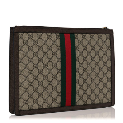 Gucci GG Supreme Monogram Web Ophidia Portfolio Pouch Beige New Acero 3 of 10