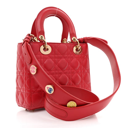 Christian Dior Lambskin Cannage Small Lucky Badges My Lady Dior Red 3 of 9