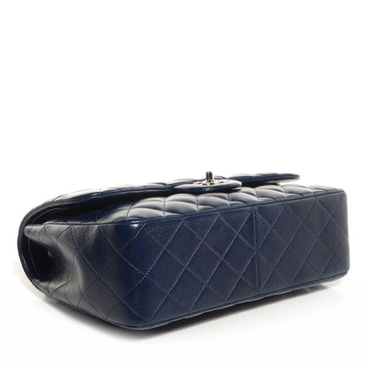 Chanel Caviar Quilted Jumbo Double Flap Navy Blue 4 of 9