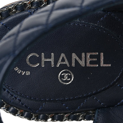Chanel Calfskin Woven Chain Around CC Sandals 40.5 Navy Blue 8 of 9