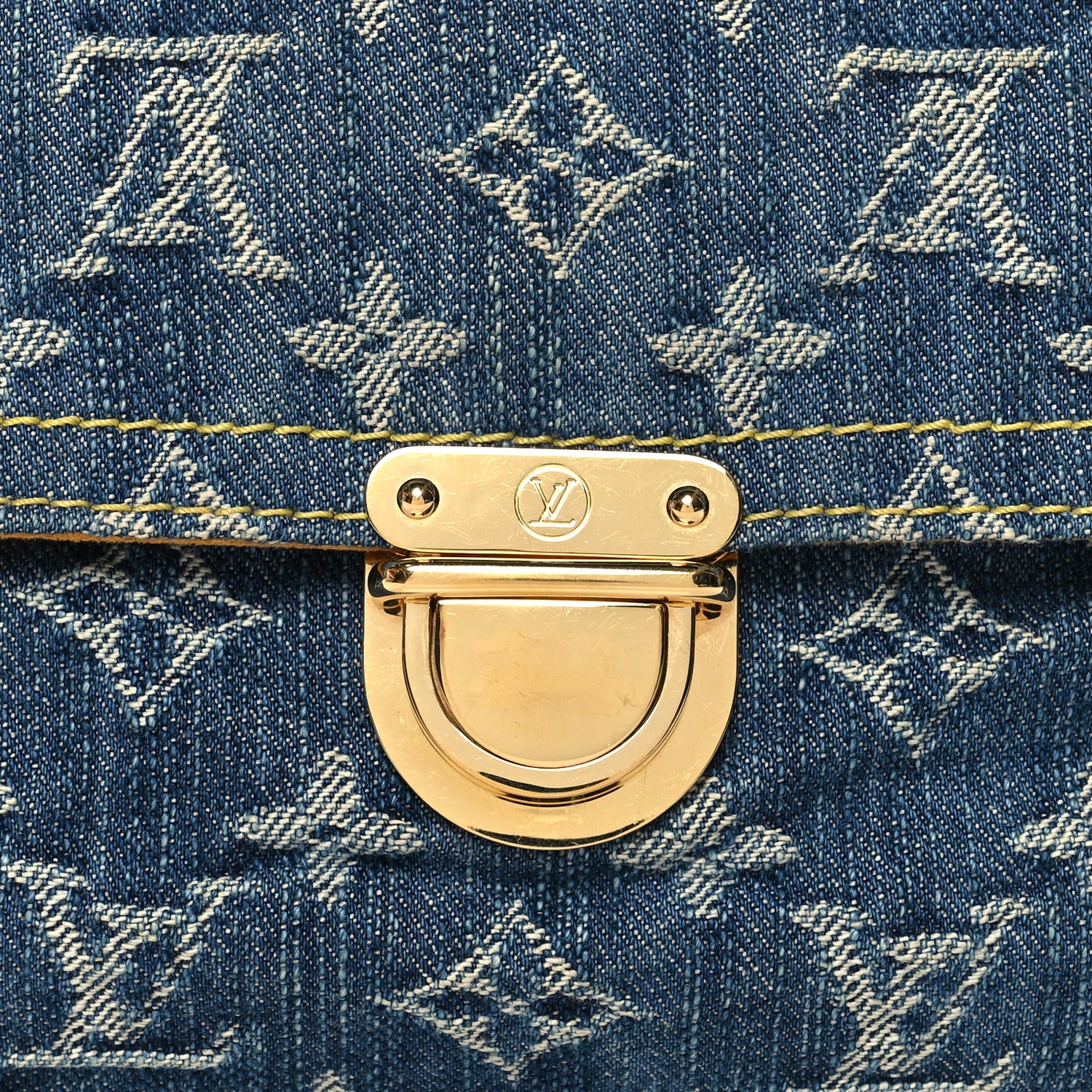 Louis Vuitton Monogram Denim Pochette Plat Clutch Blue 7 of 9