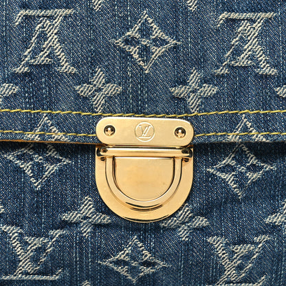 Louis Vuitton Monogram Denim Pochette Plat Clutch Blue 7 of 9