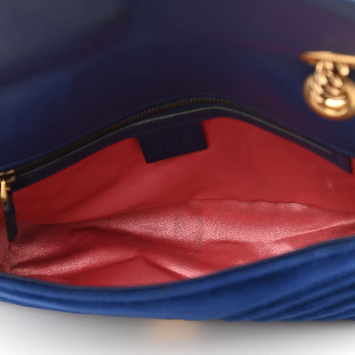 Velvet Matelasse Small GG Marmont Shoulder Bag Cobalt Blue