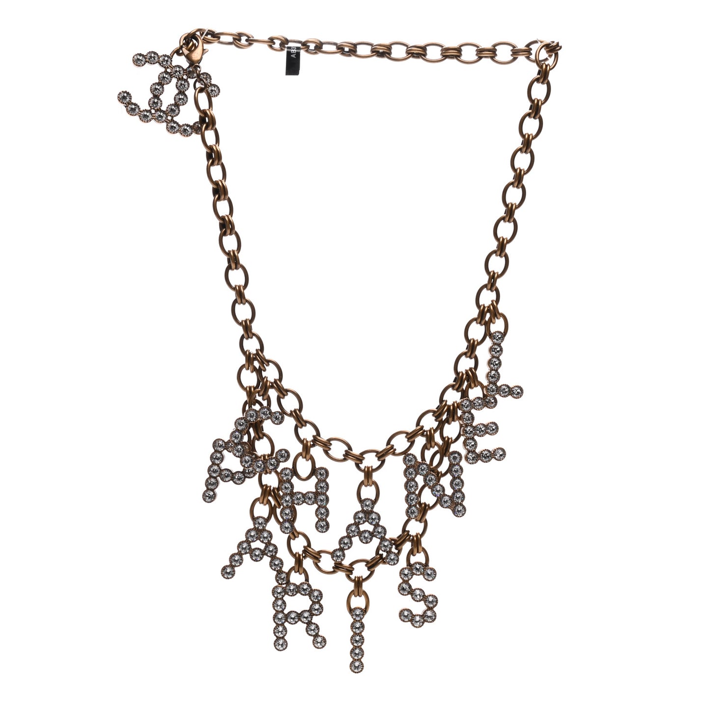 Crystal City of Lights Letter Chain Necklace Gold