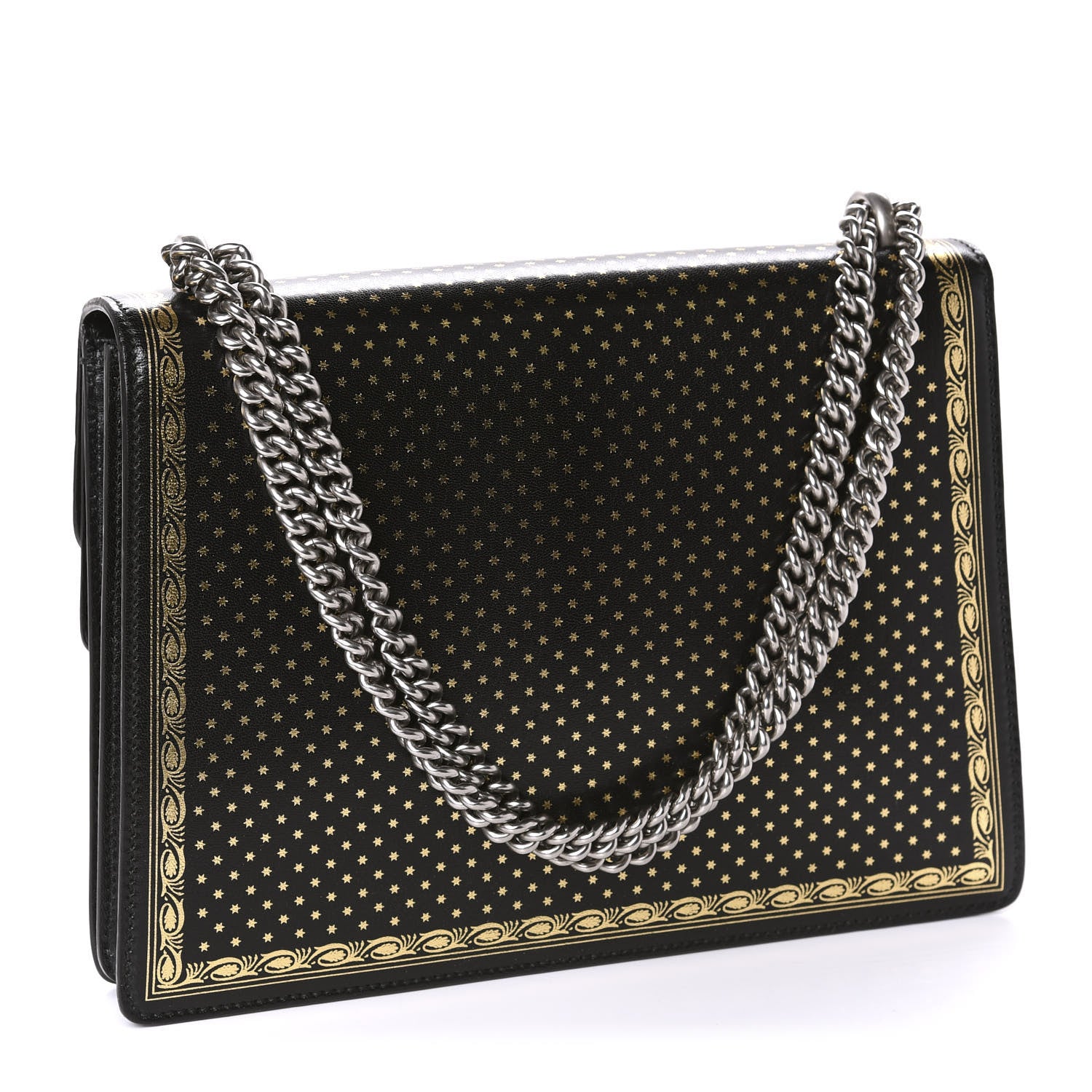 Gucci X SEGA Calfskin GUCCY Stars Medium Dionysus Shoulder Bag Black Gold 3 of 10