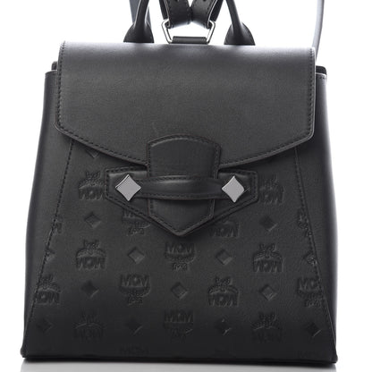 MCM Calfskin Essential Monogram Small Backpack Black 9 of 9