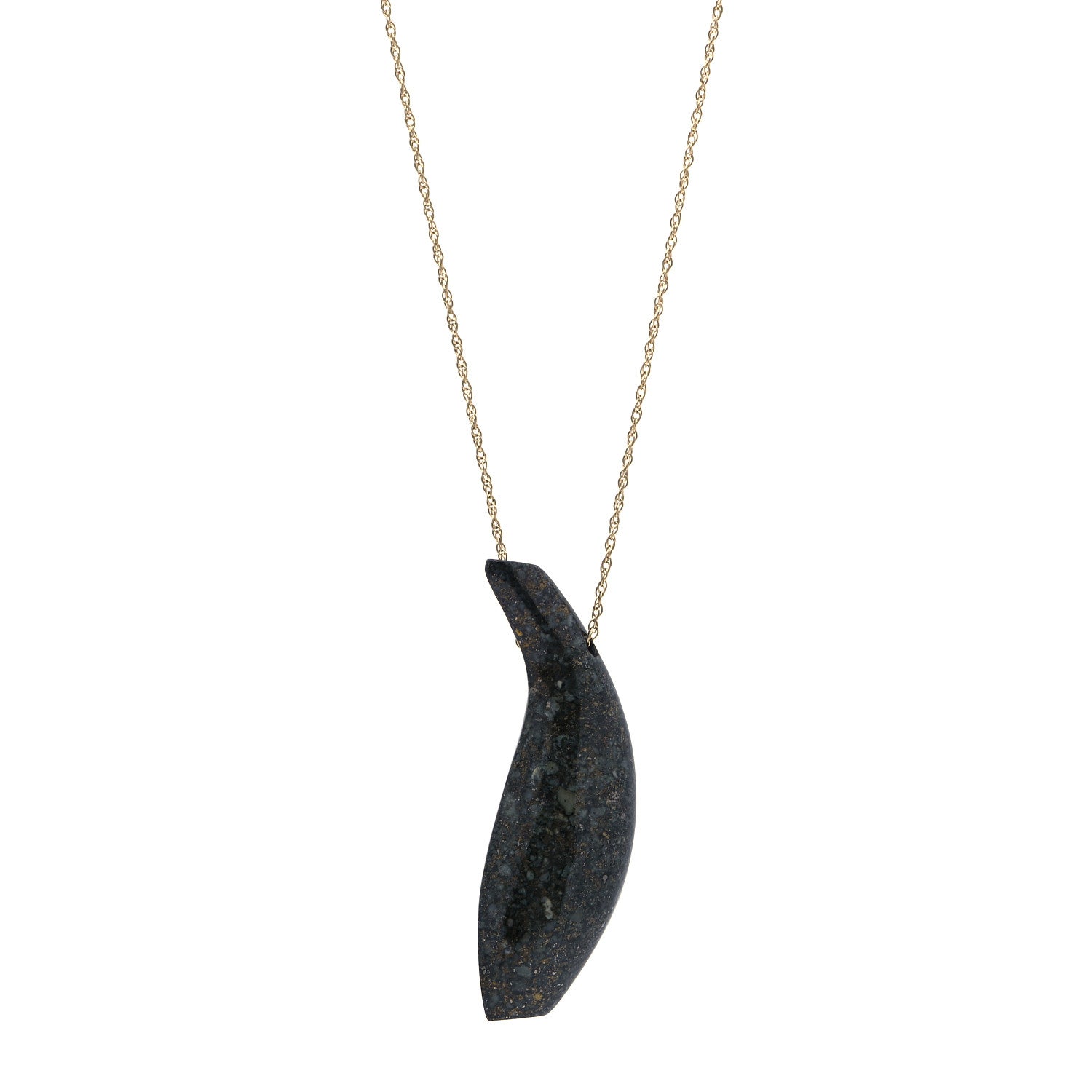 Tiffany 18K Yellow Gold Jade Frank Gehry Fish Pendant Necklace 1 of 6