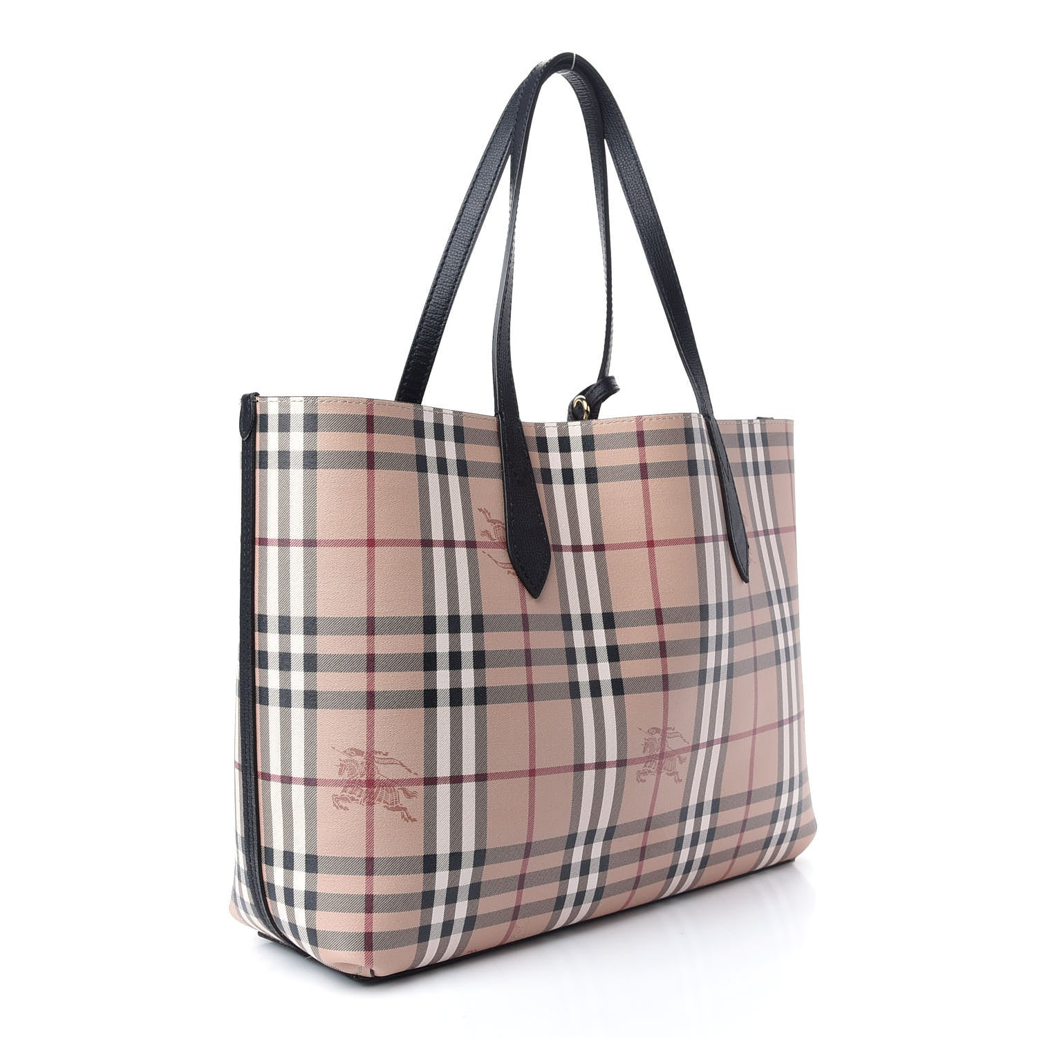 Burberry Grainy Calfskin Haymarket Check Medium Reversible Tote Black 9 of 16