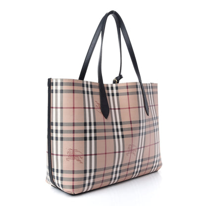 Burberry Grainy Calfskin Haymarket Check Medium Reversible Tote Black 9 of 16