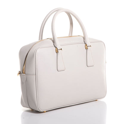 Prada Saffiano Lux Bowler Talco White 3 of 9