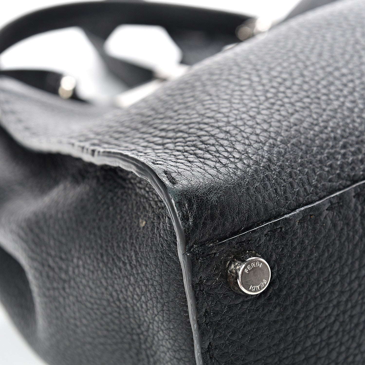 Fendi Cuoio Romano Selleria Bi-Color Medium Peekaboo Iconic Satchel Black Mou 11 of 17
