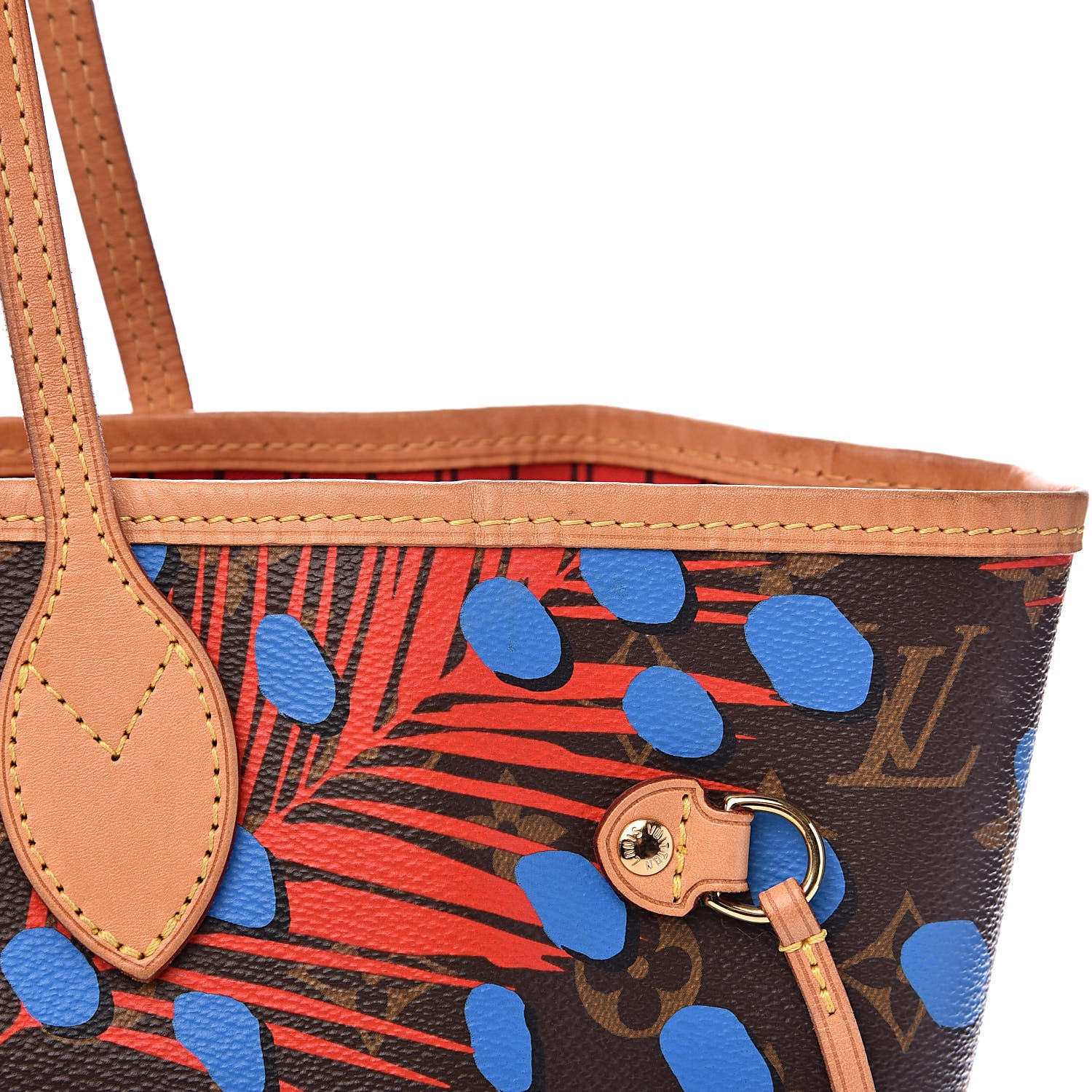 Louis Vuitton Monogram Jungle Dots Neo Neverfull MM Coquelicot Denim 12 of 16