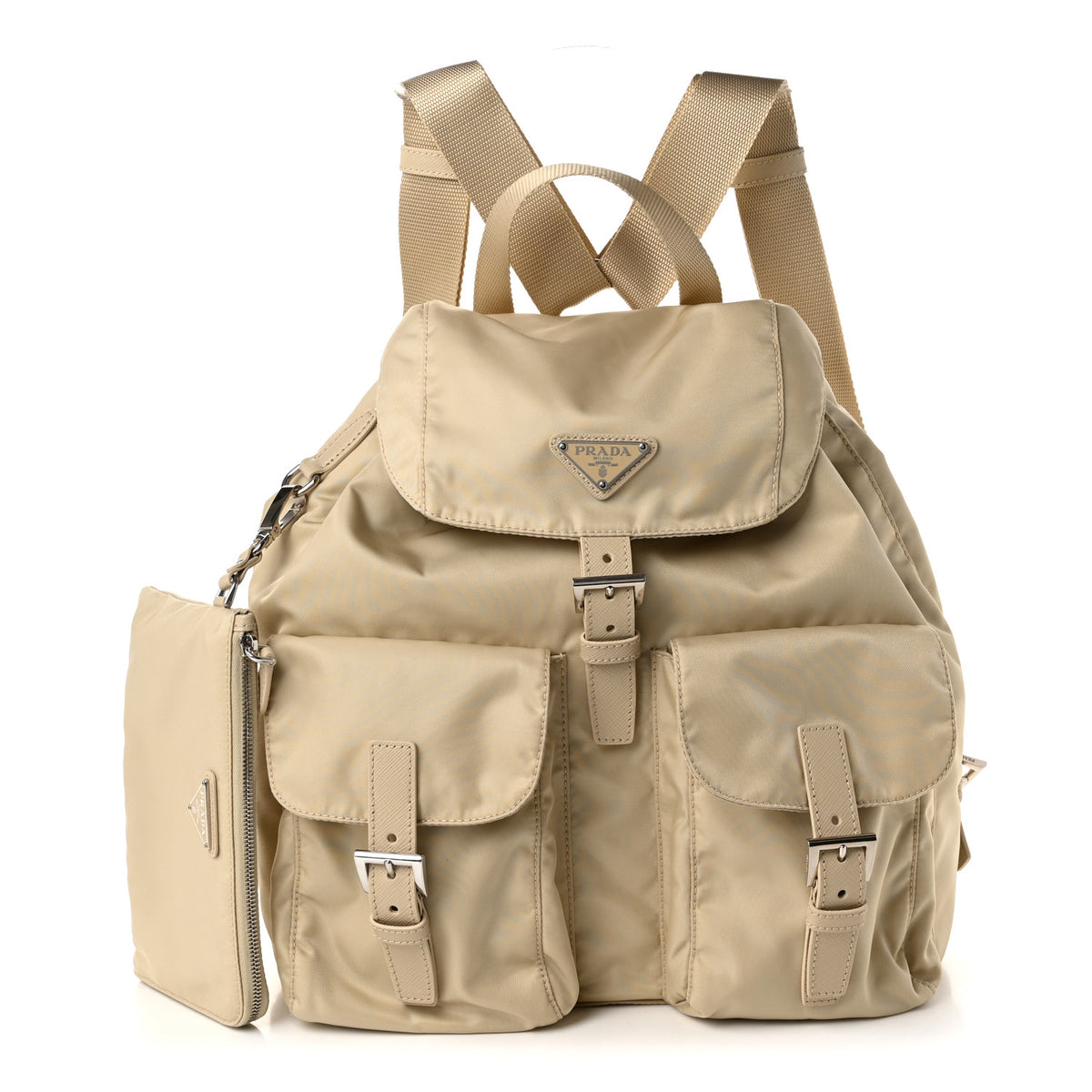 Prada Nylon Vela Saffiano Medium Backpack Deserto 1 of 11