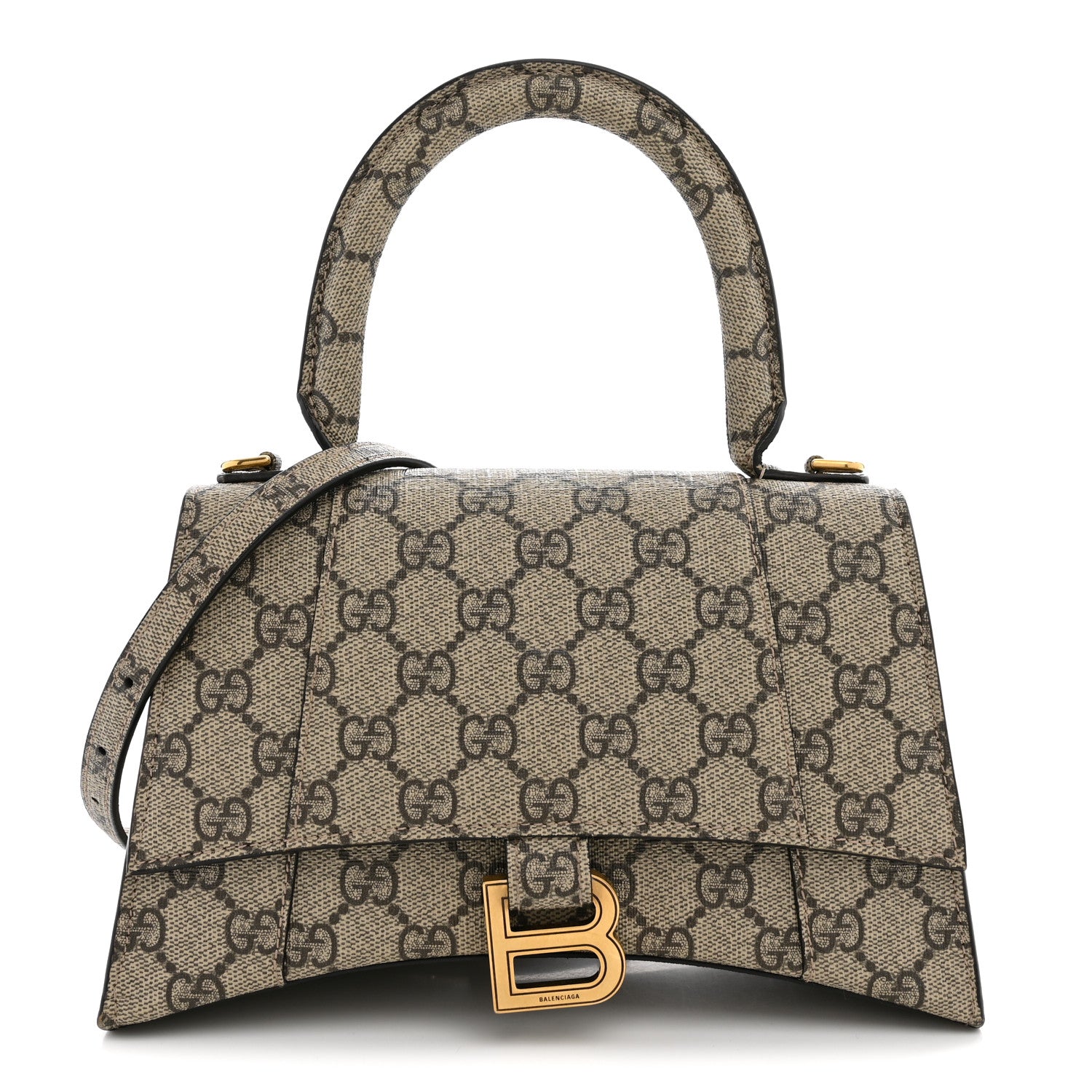 Balenciaga X GUCCI GG Supreme Monogram Small Hourglass Top Handle Bag Beige Ebony 1 of 12