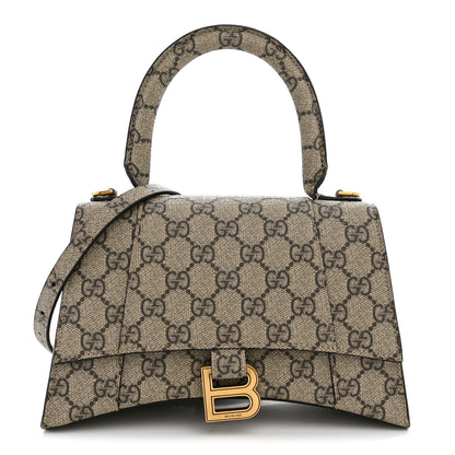 Balenciaga X GUCCI GG Supreme Monogram Small Hourglass Top Handle Bag Beige Ebony 1 of 12