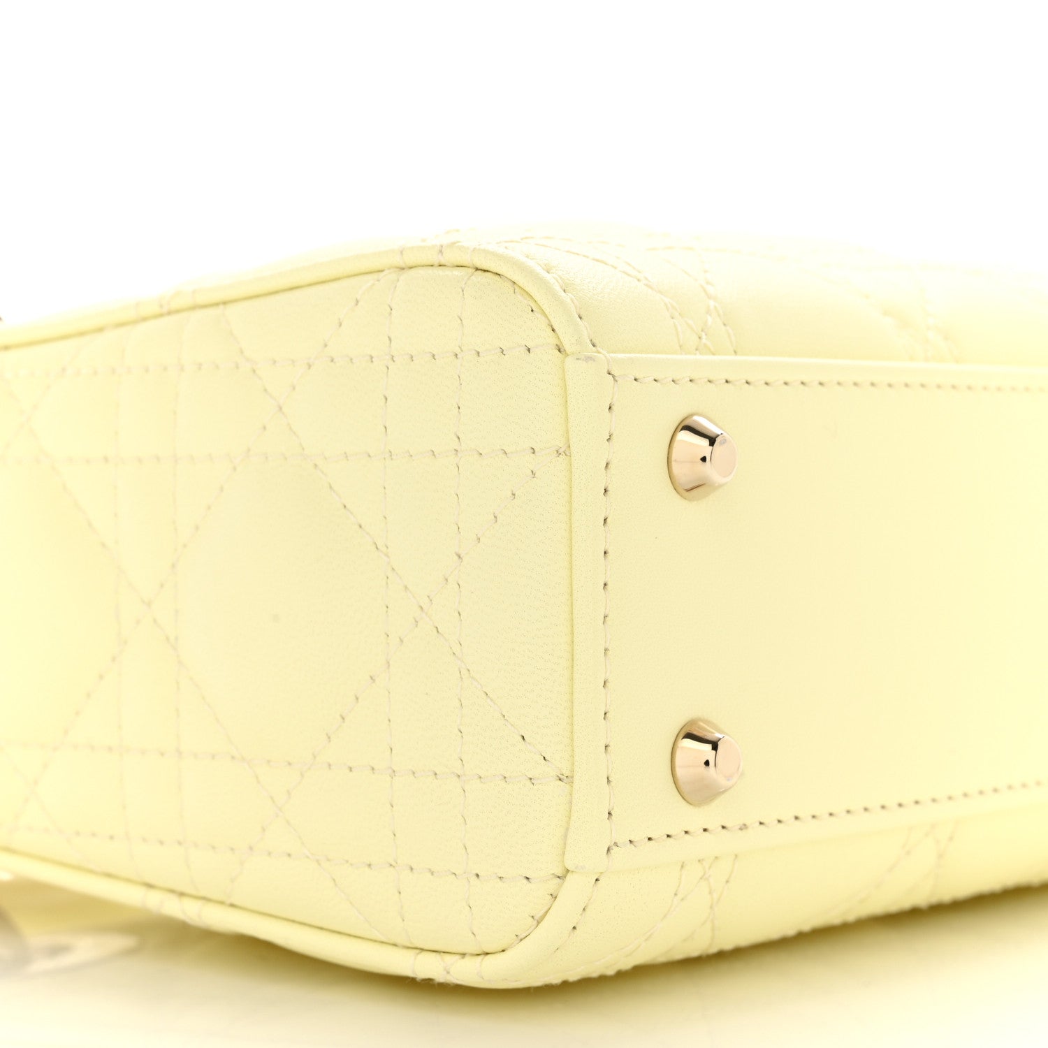 Christian Dior Lambskin Cannage Mini Lady Dior Soft Yellow 9 of 11
