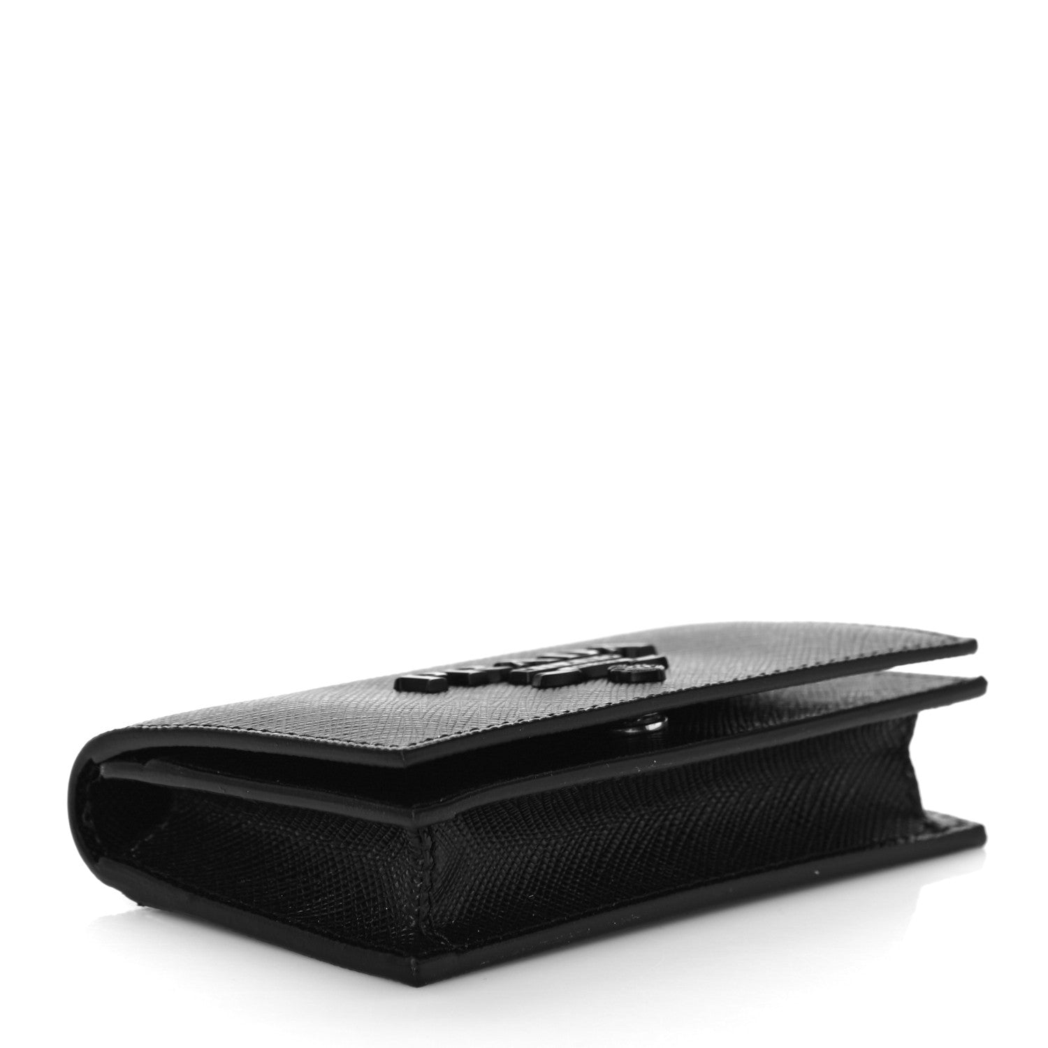 Prada Saffiano Shine Monochrome Metal Business Card Holder Black 4 of 10