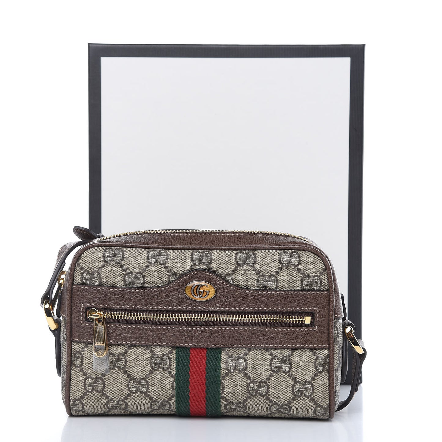 GG Supreme Monogram Web Mini Ophidia Shoulder Bag Brown