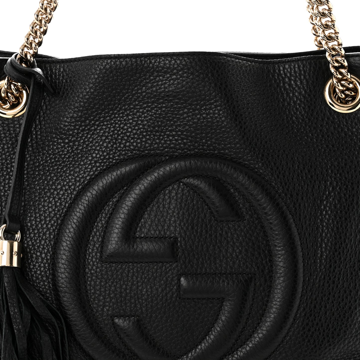 Pebbled Calfskin Medium Soho Chain Shoulder Bag Black