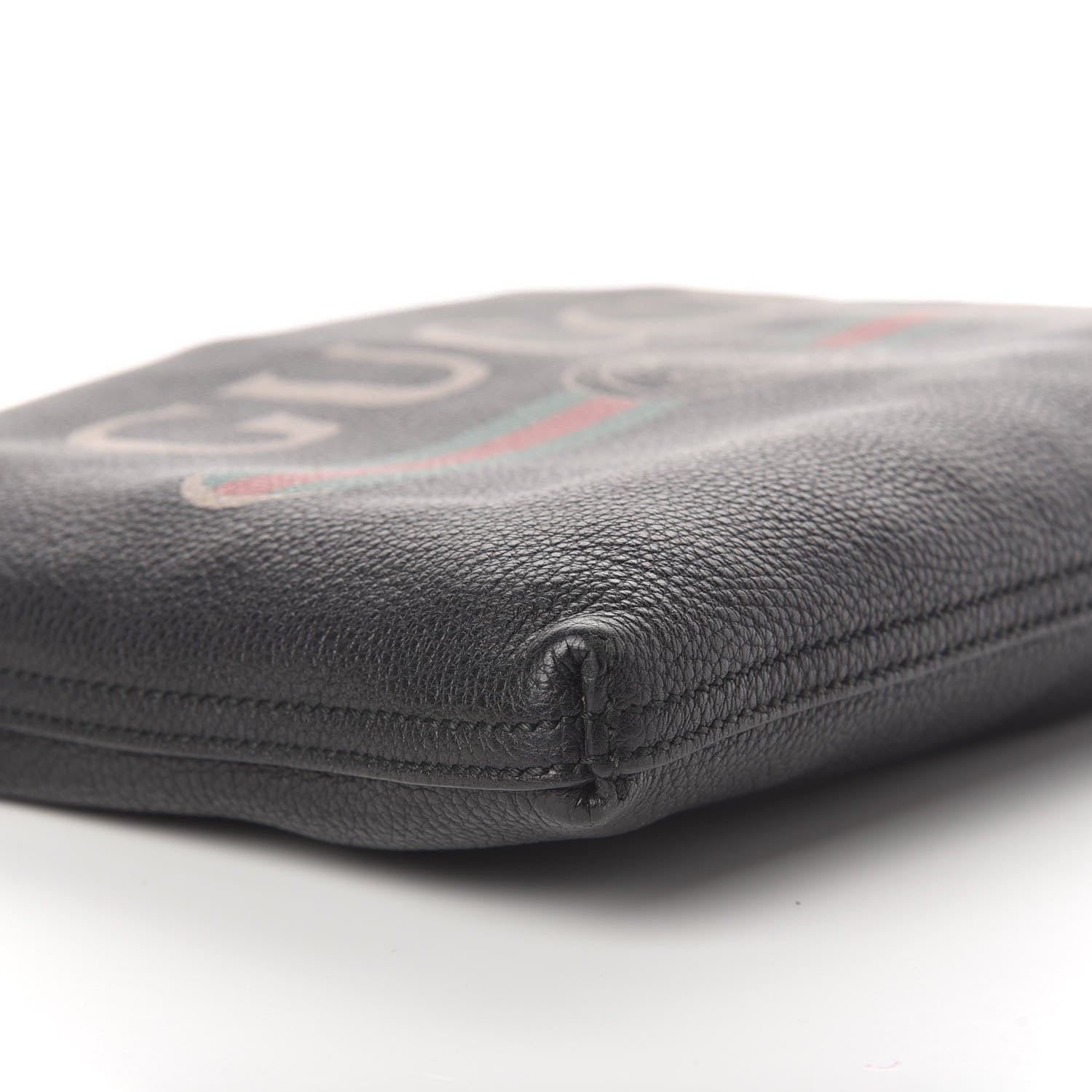 Gucci Pebbled Calfskin Medium Logo Portfolio Clutch Black 5 of 9