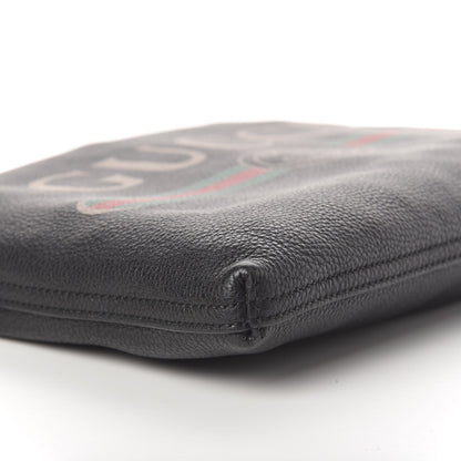 Gucci Pebbled Calfskin Medium Logo Portfolio Clutch Black 5 of 9