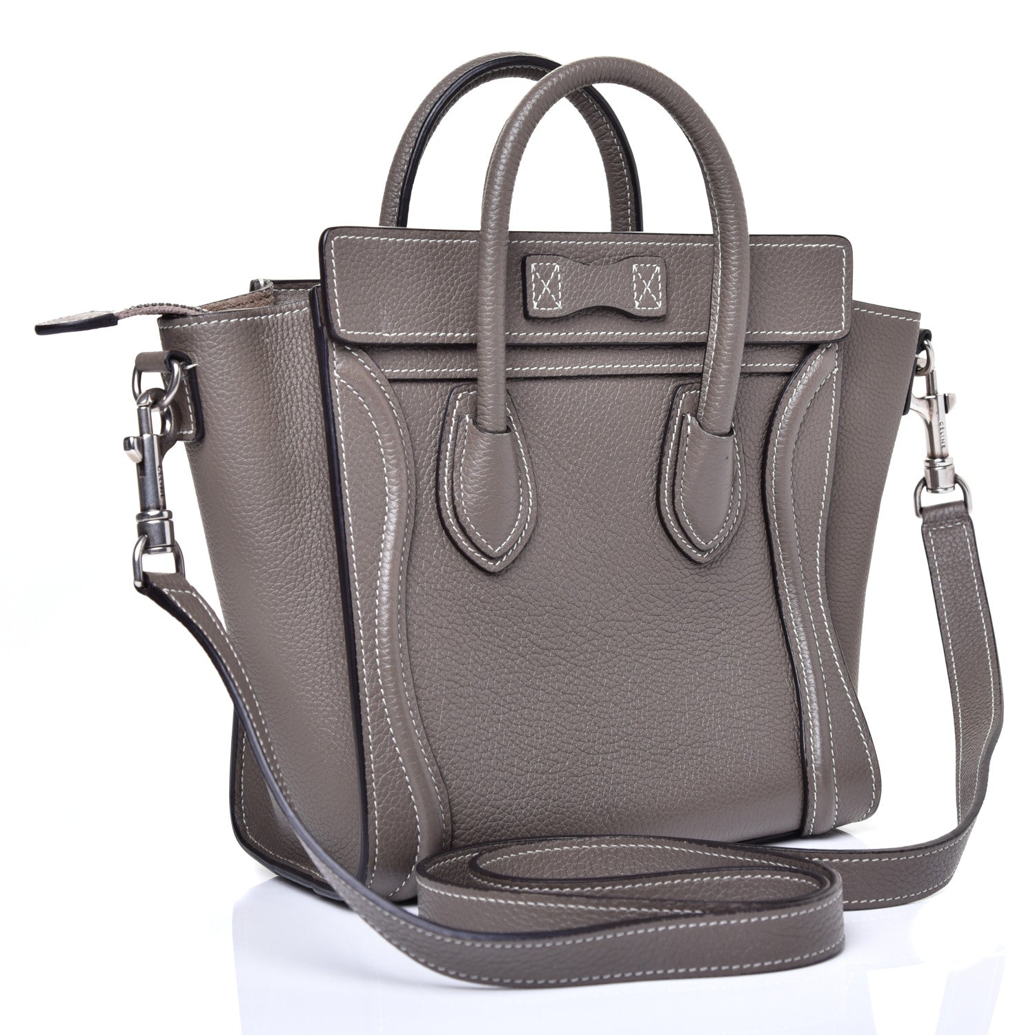 Celine Drummed Calfskin Nano Luggage Souris 3 of 10